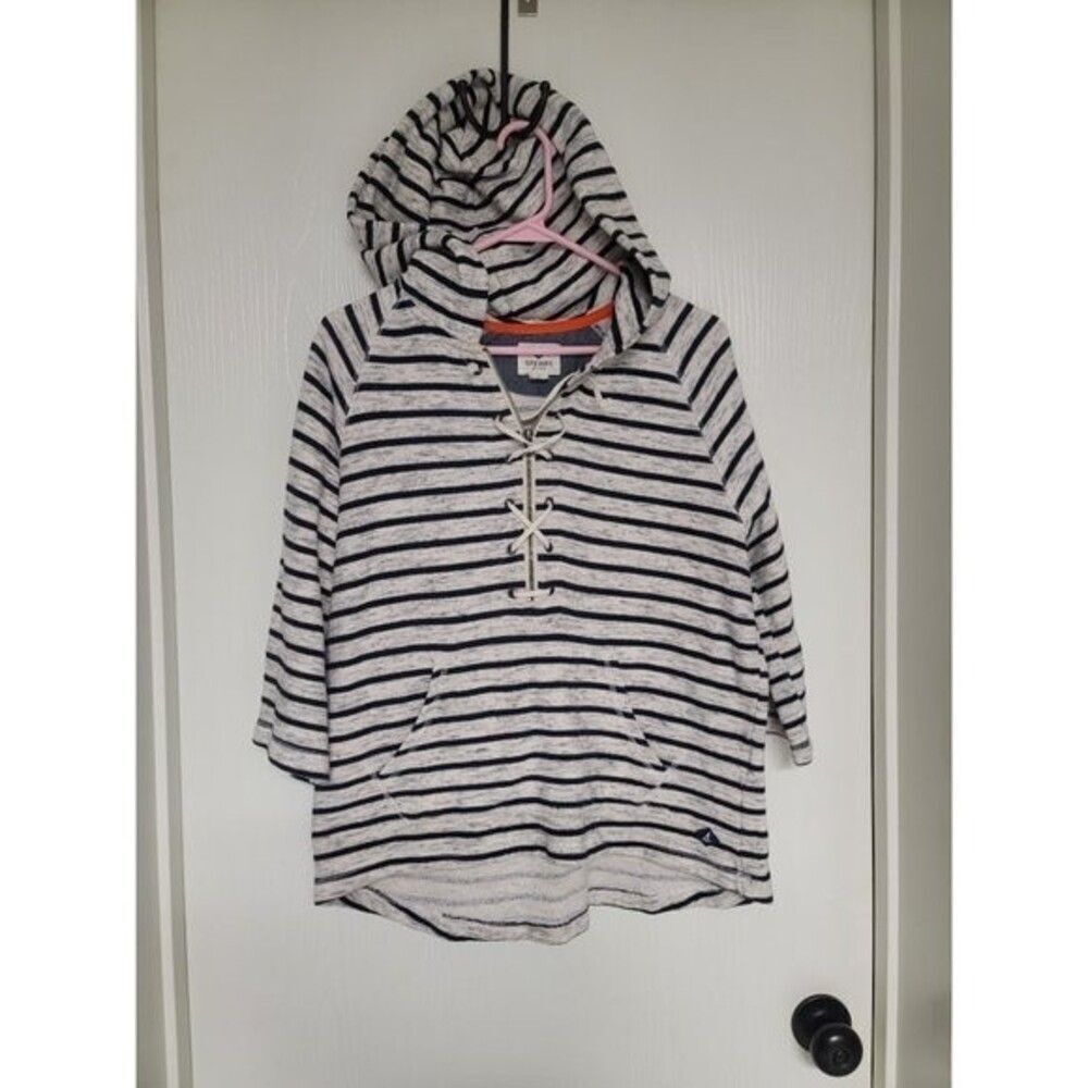 ⭐️ Womens striped sperry hoodie sweatshirt with partial zip - size s